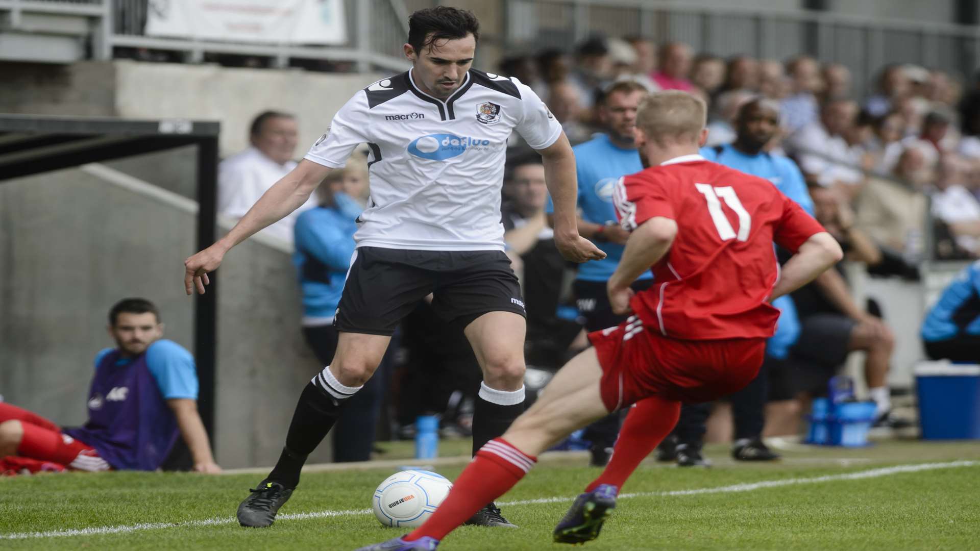 Danny Harris takes on Hungerford's Luke Williams Picture: Andy Payton