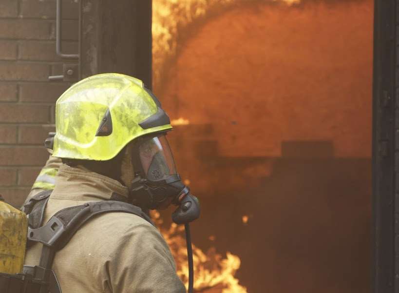 Firefighters wearing breathing apparatus tackled the blaze. Stock picture