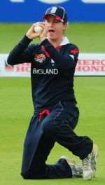 Lydia Greenway holds a catch in Sunday's win against New Zealand