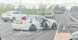 A white BMW was involved in a crash at the A2070 junction in April 2023