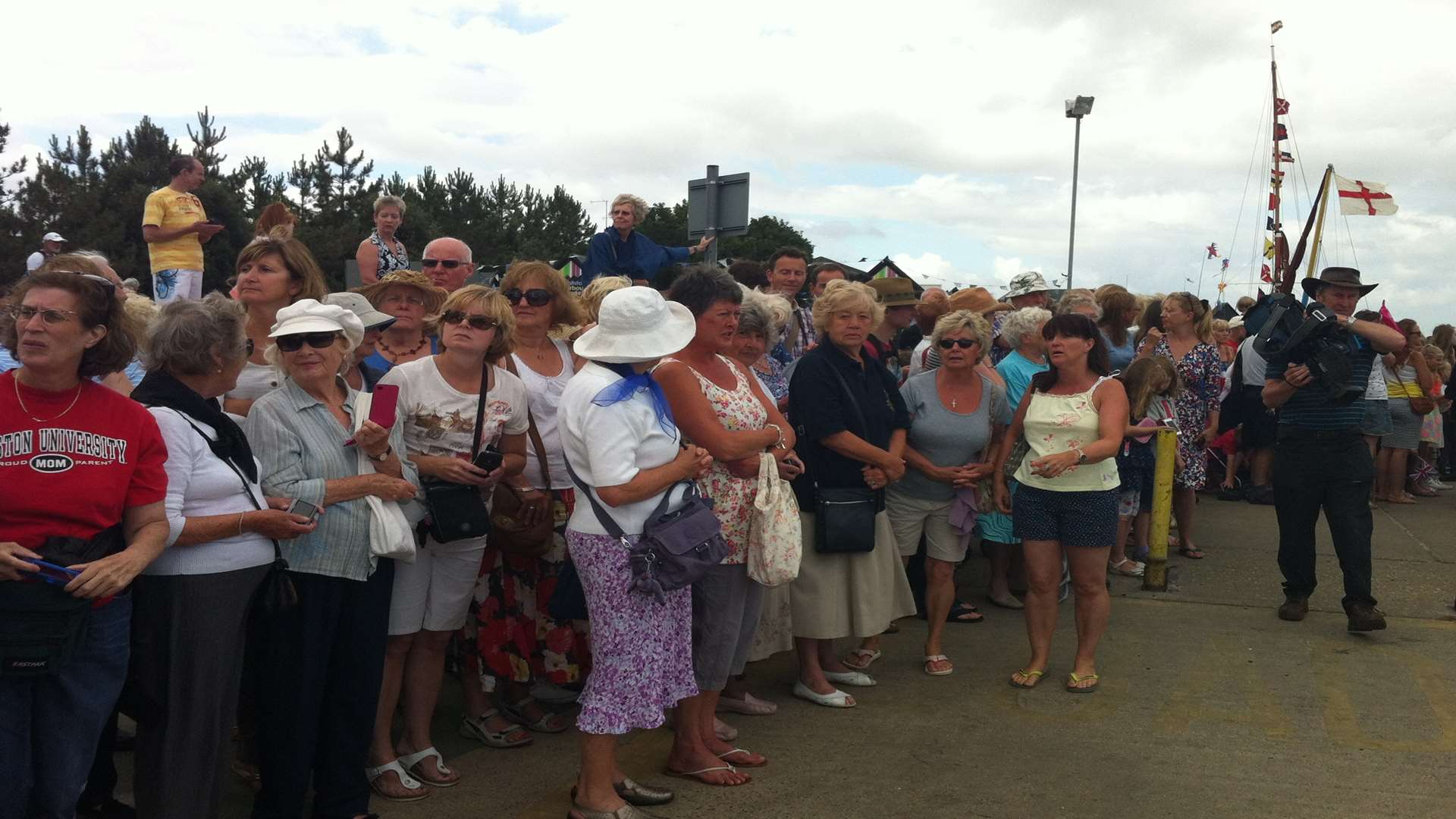 Crowds gathering for royal visit