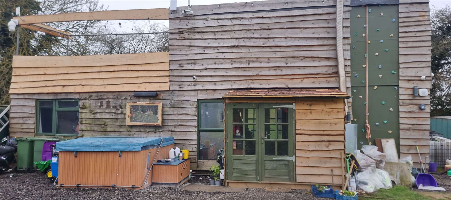 The family's two-storey home has been made from shipping containers