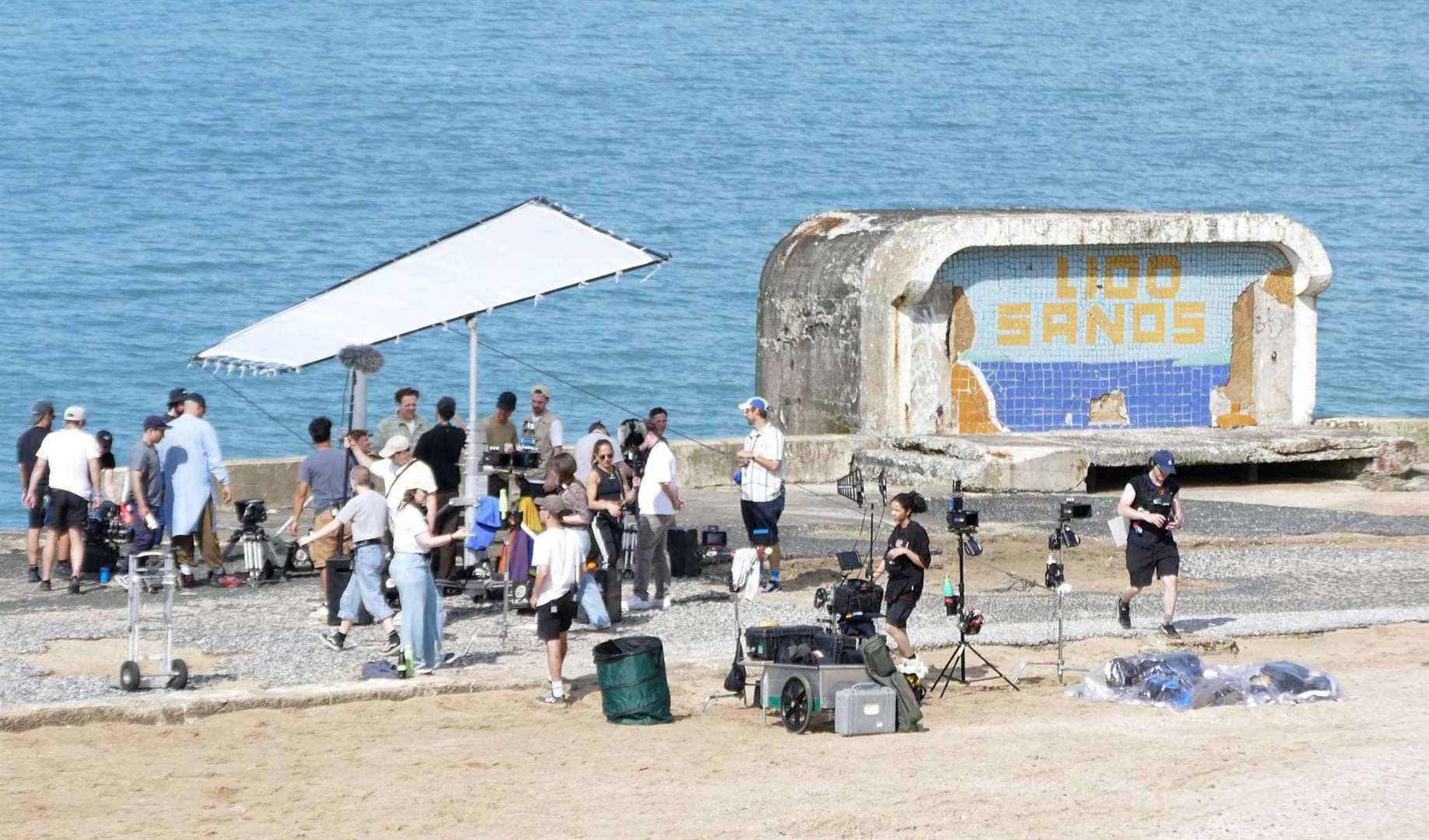 The cast and crew from Channel 4 sitcom Big Boys, were at Cliftonville Lido in Margate to film clips for the third season. Picture: Frank Leppard