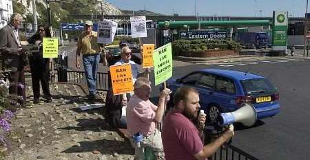 Protestors outside Dover's Eastern Docks. Picture: DAVE DOWNEY