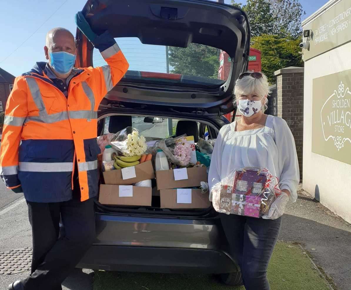 Adrian Friend and Tracy Carr from Talk It Out delivered the first load of hampers this week