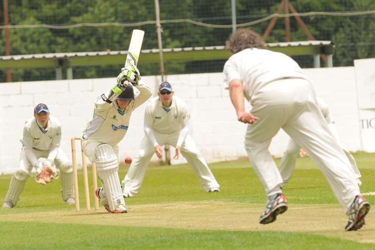 Shaun Piesley in action for Lordswood against Hartley Country Club on Saturday