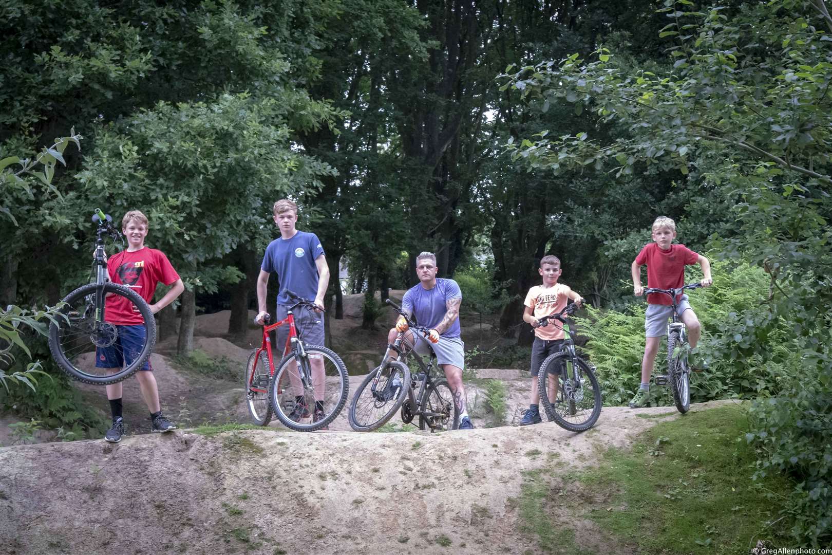 BMX fans from left Patrick Allen, James Allen, Mark Allison, Teddy Allison and Caleb Allen. Photo Greg Allen