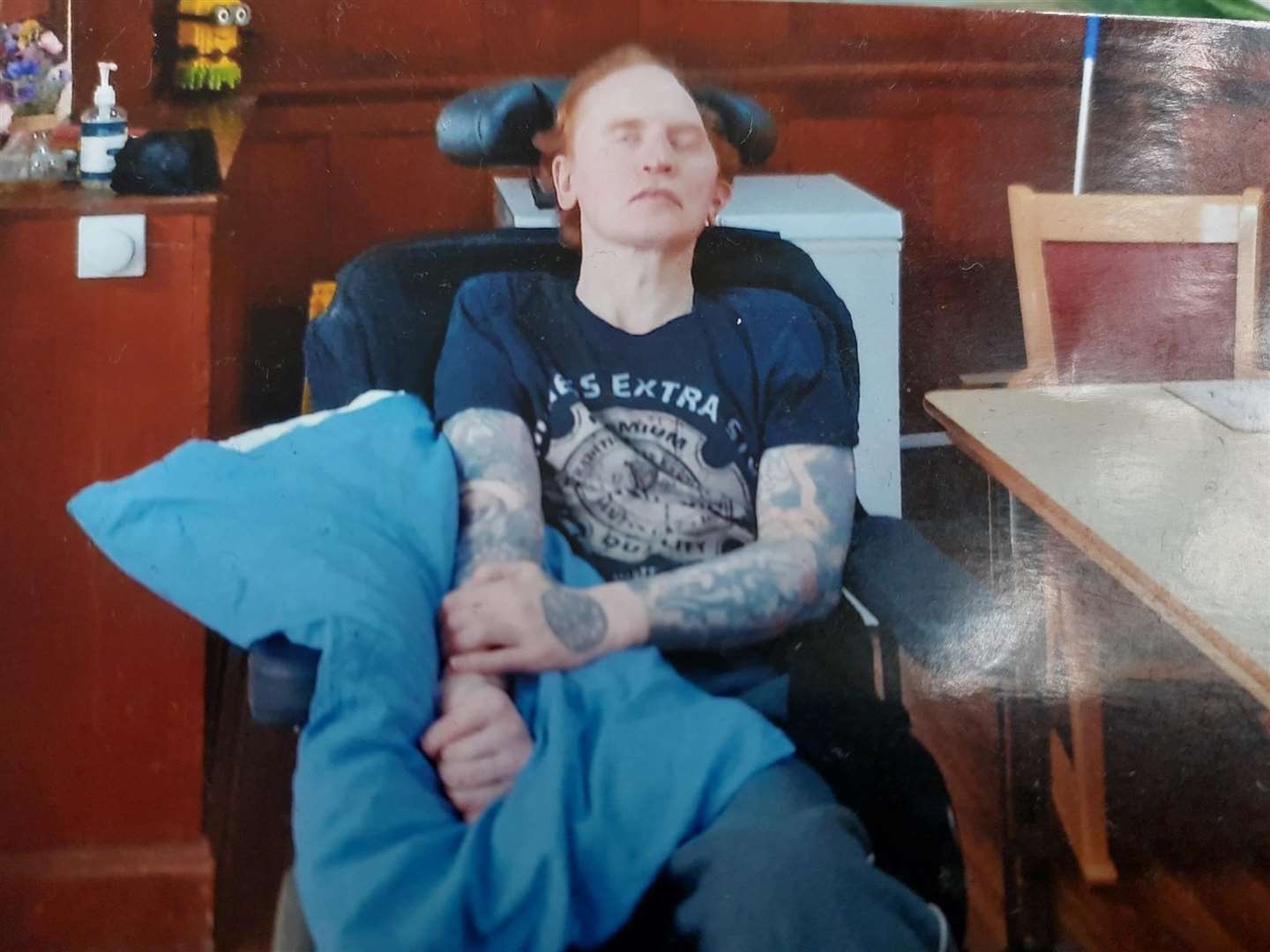 Stuart Coldicott sitting in his wheelchair after he was left paralysed (Family handout/Essex Police)