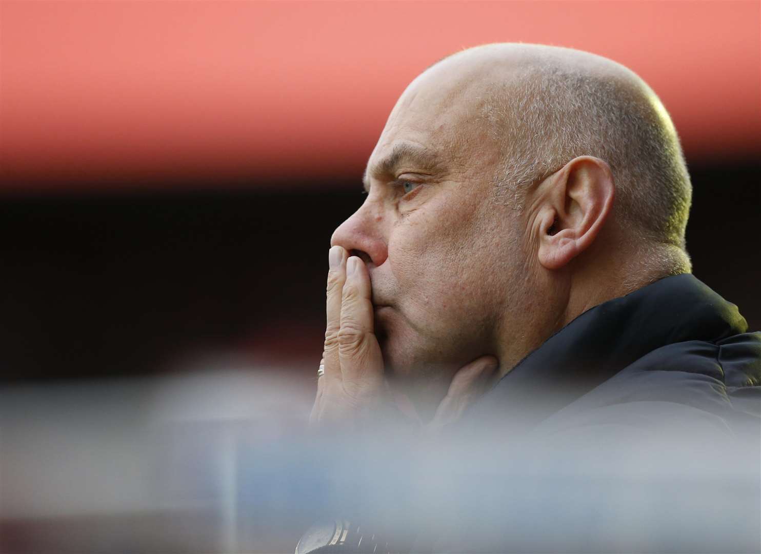 Garry Hill on the touchline during Ebbsfleet's 1-0 defeat to Salford Picture: Andy Jones