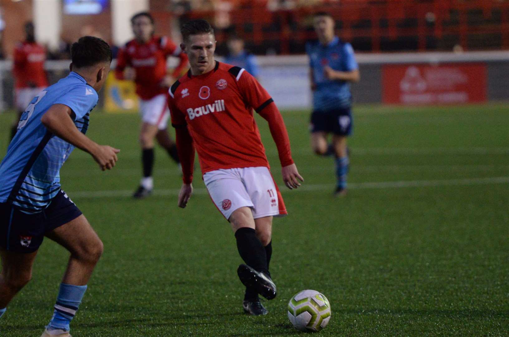 Striker Andy Pugh, pictured in his Chatham days, grabbed a dramatic late equaliser for Phoenix Sports against leaders Erith & Belvedere. Picture: Chris Davey