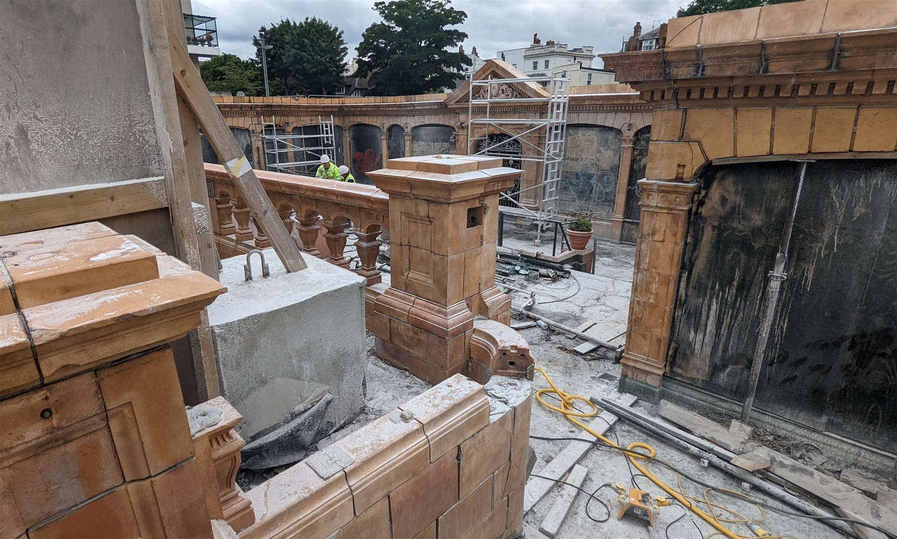 Parts of the facade of the listed building are in need of repair