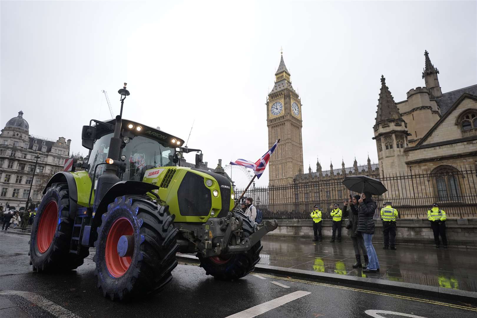 Farmers protesting in central London (Andrew Matthews/PA Wire)