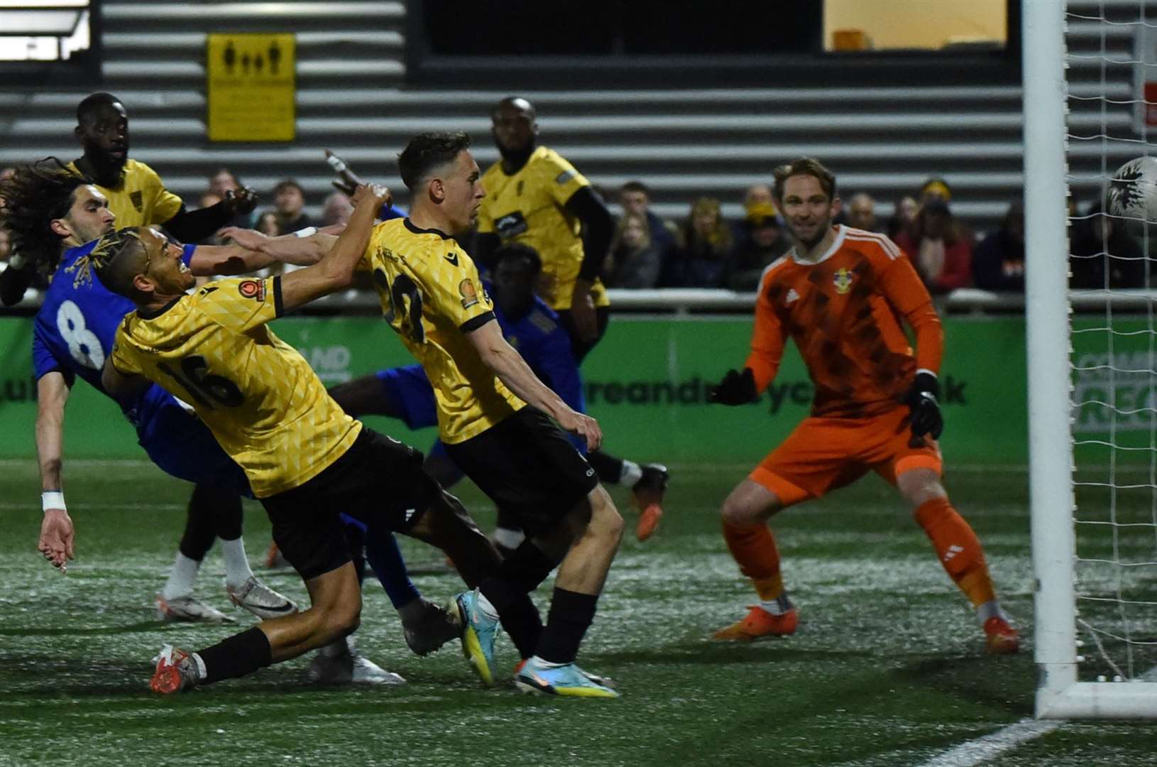 Matt levels against former club Aveley in the National League South play-off eliminator. Picture: Steve Terrell