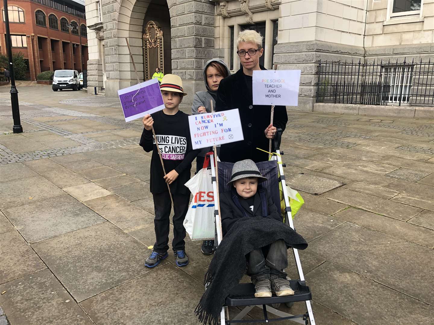 Sam Dickenson, 42, from Maidstone, pictured with her sons. From left to right: Rufus, nine, Arthur, 12 and Seth, five.