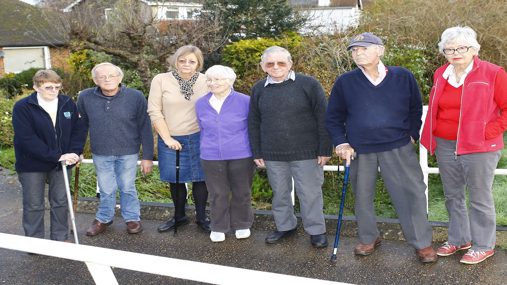 Pauline Boland, Chris Payne, Sue Paige, Doreen Draper, Richard Boland, Neilson Murray-Smith, Ruth Murray Smith, Green Lane, Hythe. Picture: Matt Bristow