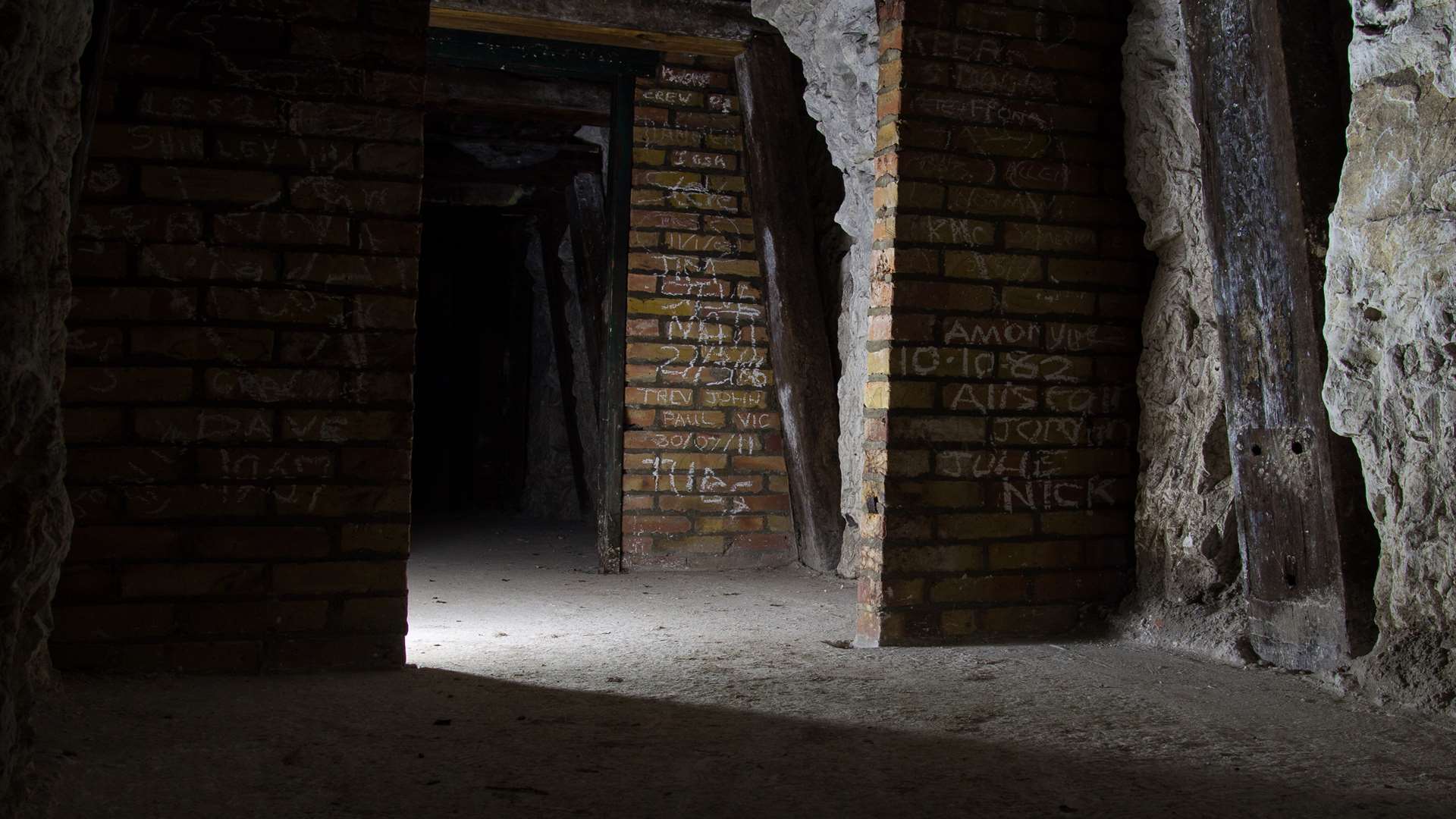 Fan Bay Deep Shelter main tunnel. National Trust