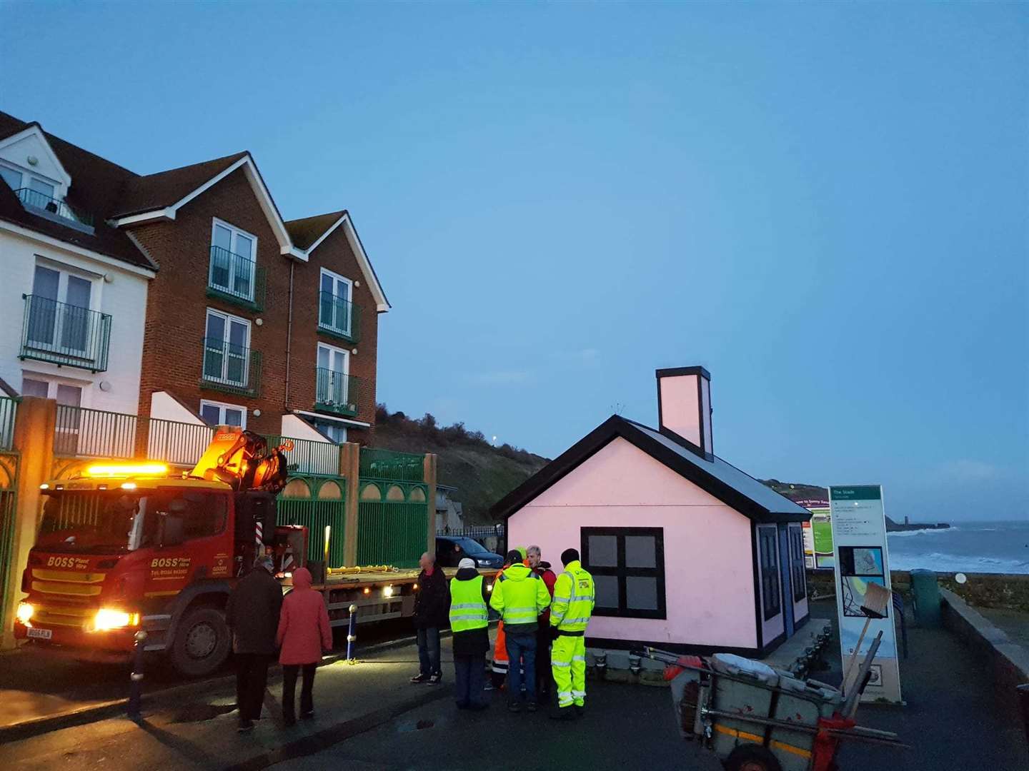 It was lifted onto solid ground following its rescue. Picture: Folkestone Rescue