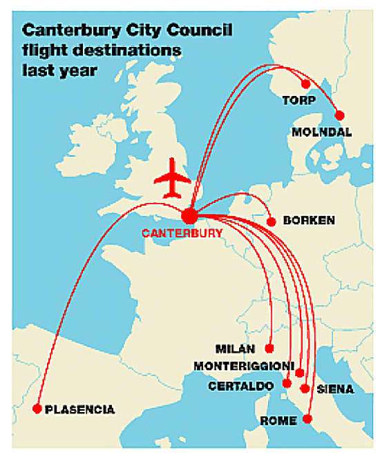 Councillors flew all over Europe on official business last year