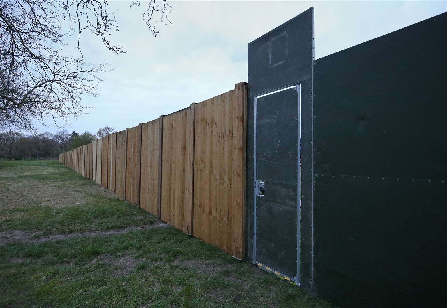 A temporary mortuary being built in Manor Flats (Jonathan Brady/PA)