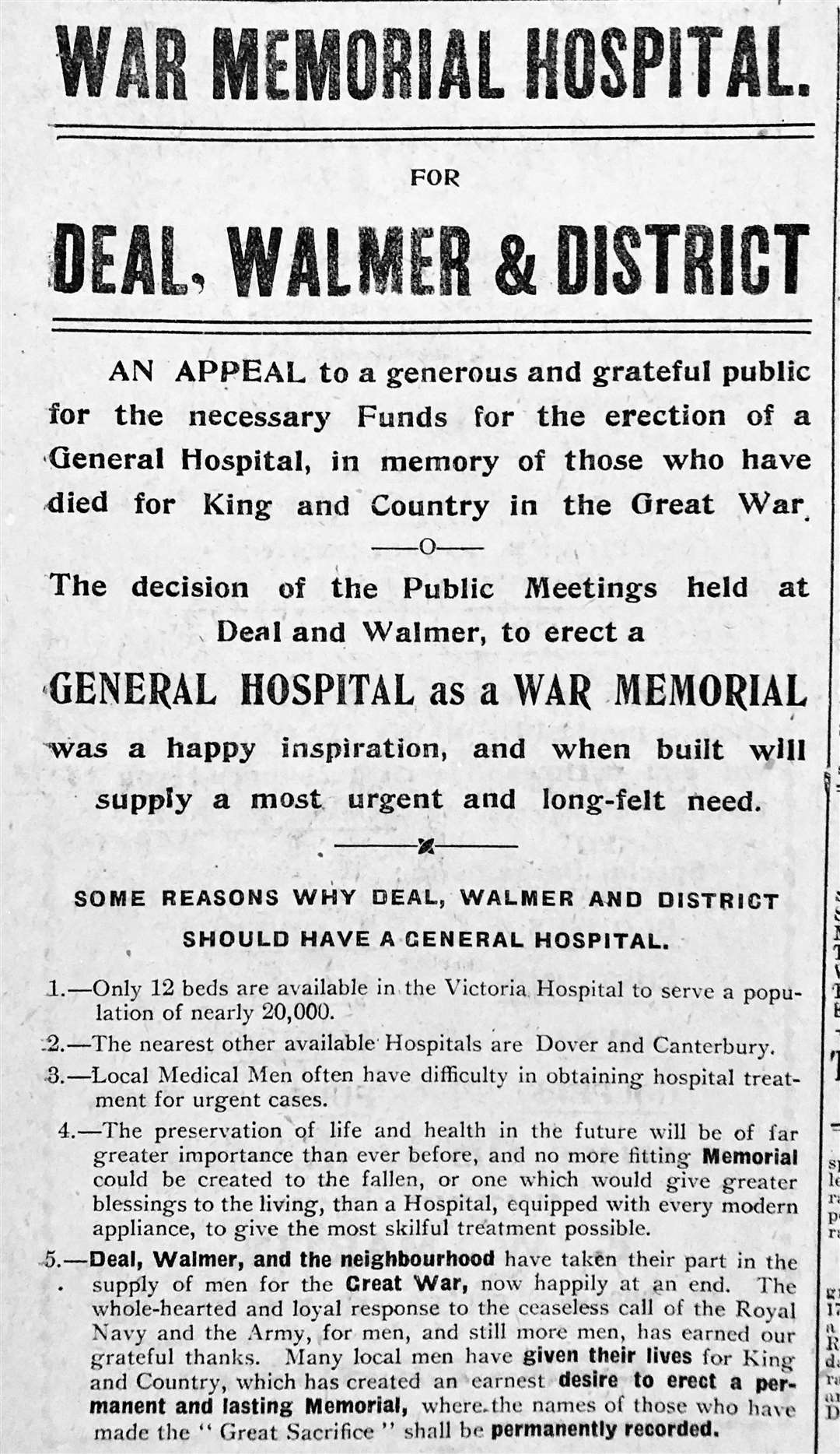 Deal, Walmer & Sandwich newspaper article May 1919