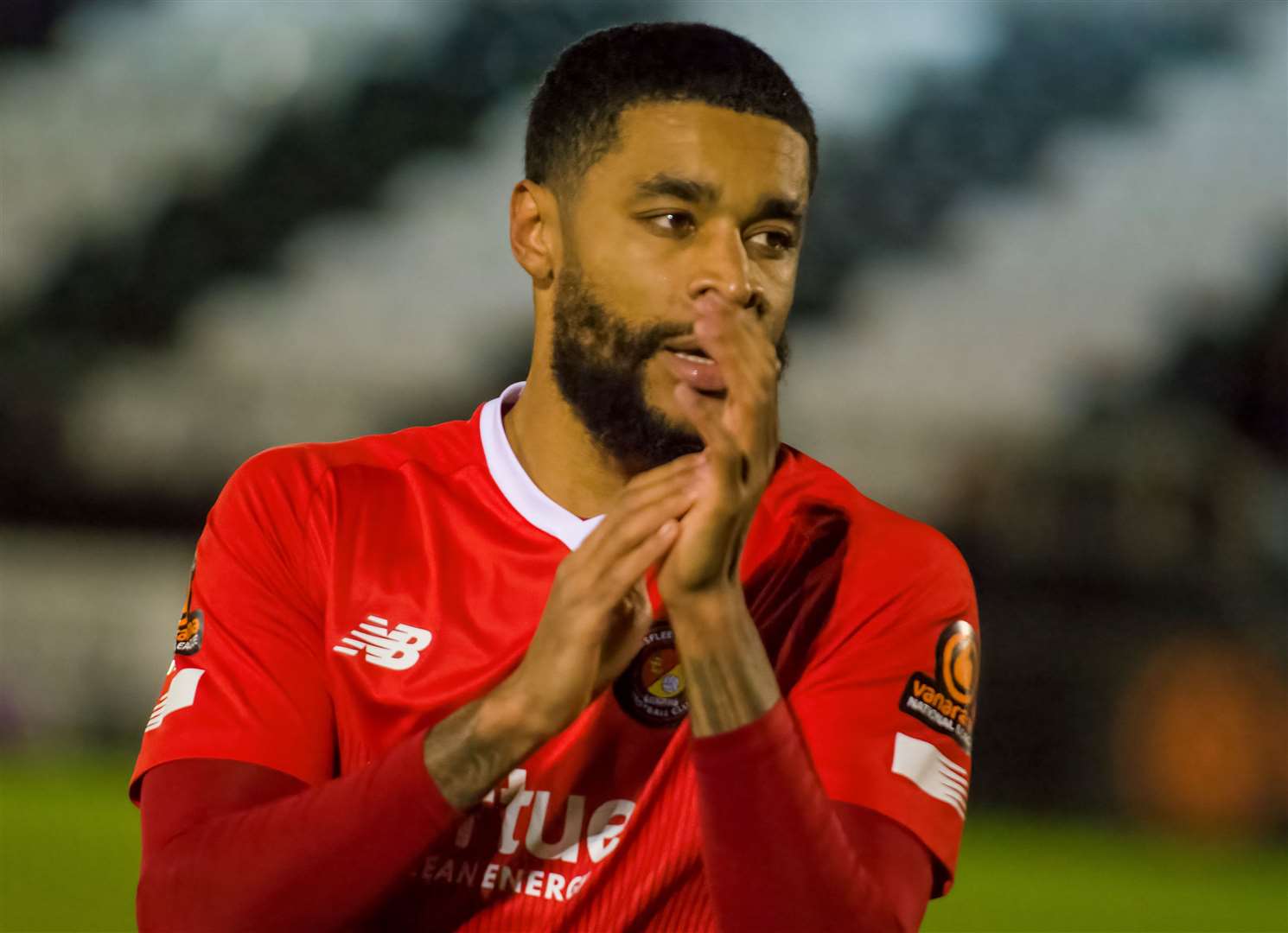 Dominic Samuel - will remain an Ebbsfleet player for the 2024/25 season. Picture: Ed Miller/EUFC