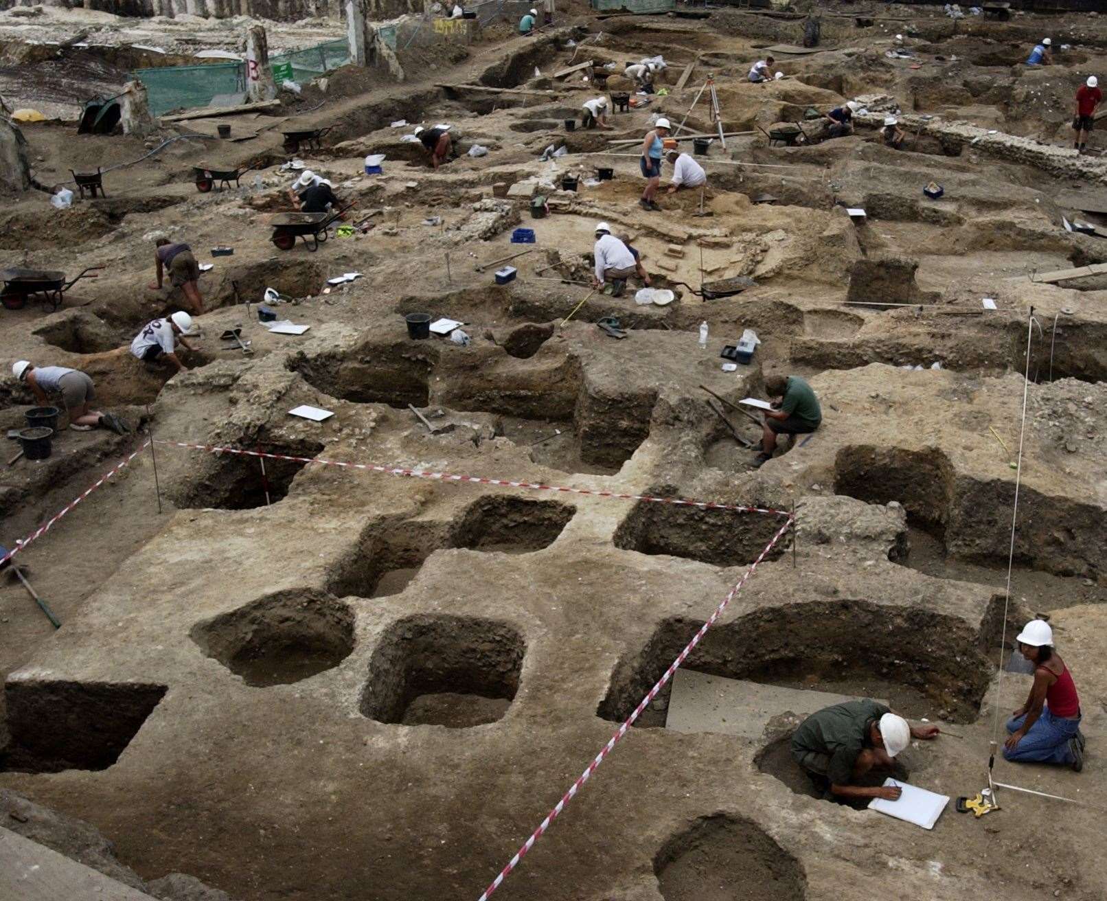 The huge scale of the archaeological dig before the construction of Whitefriars