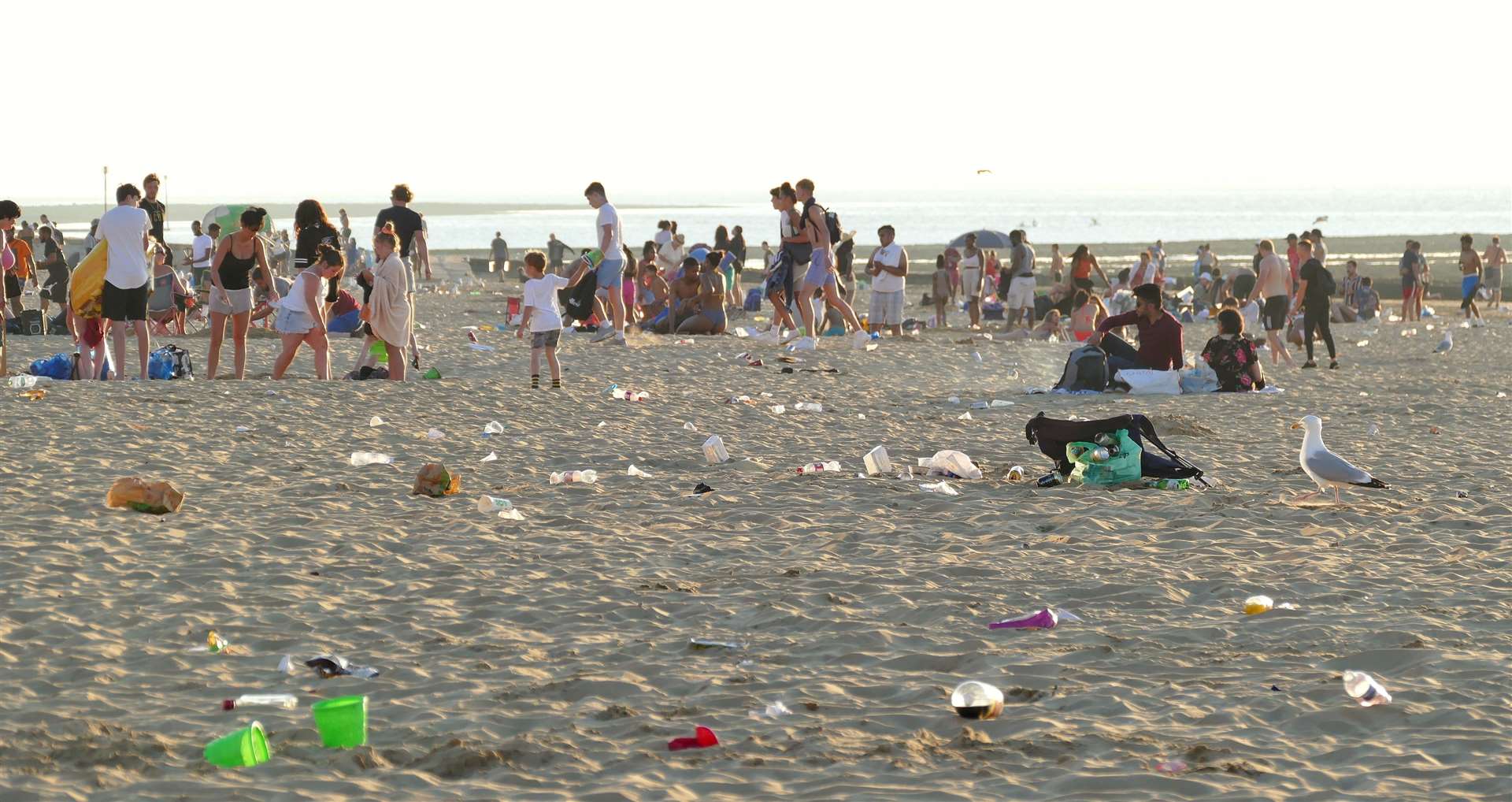 Rubbish left on Margate beach after people flocked there last month because of the good weather. Picture: Frank Leppard Photography