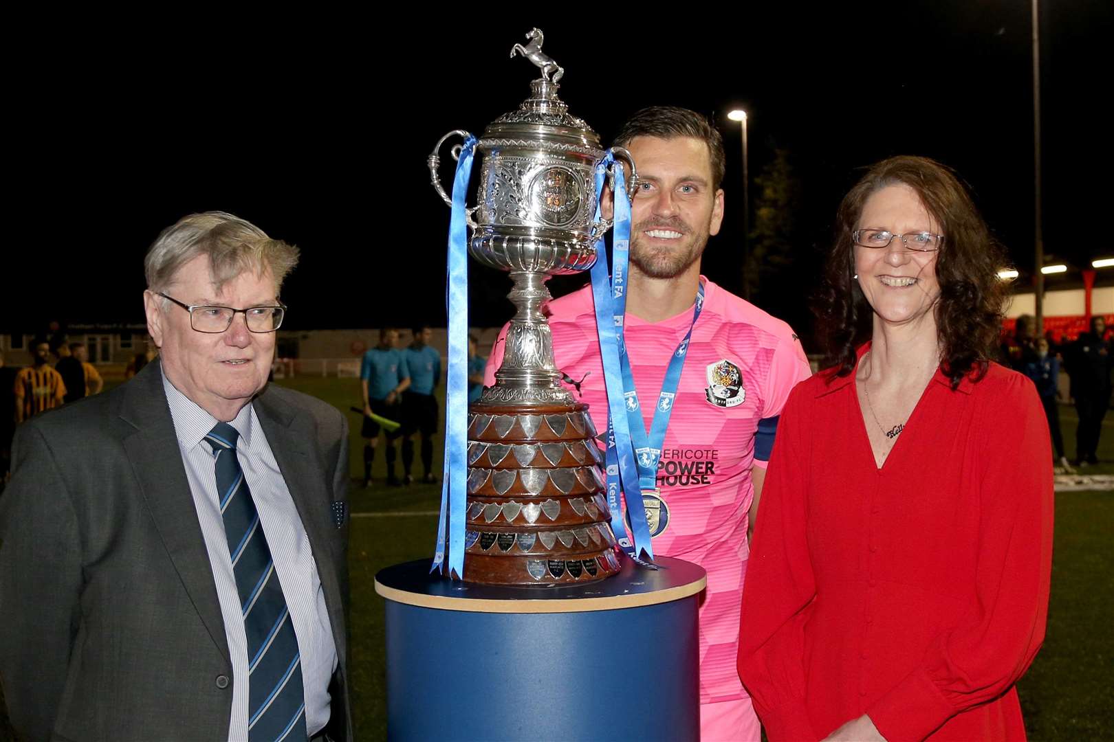 Darts skipper Tom Bonner at the trophy presentation Picture: PSP Images