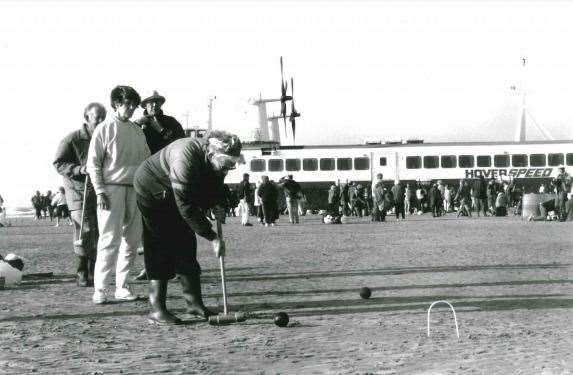 A game of croquet on the sandbank