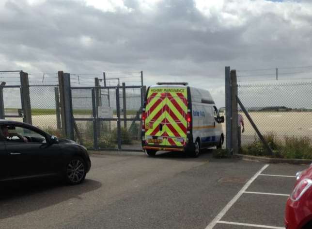 A Balfour Beatty van enters the Manston site