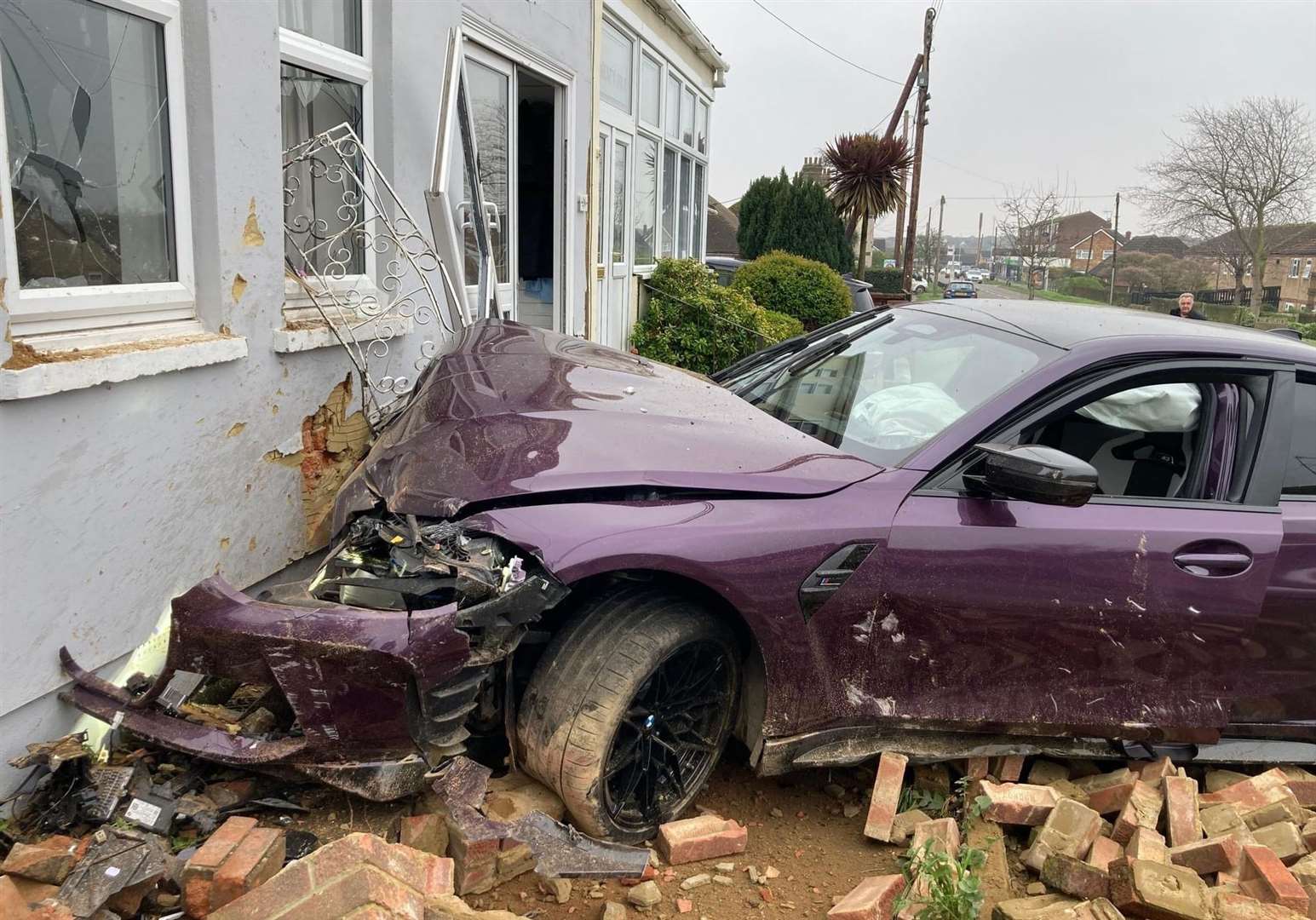 The BMW ploughed into the terrace home in Minster on Monday morning. Picture: John Nurden