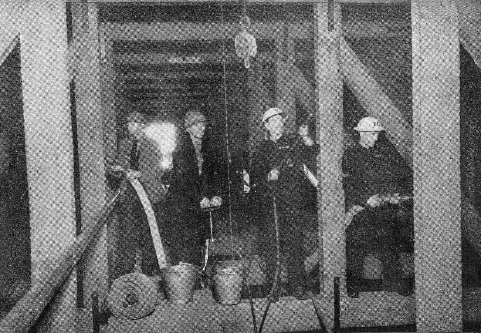 Fire watchers in the Nave roof in 1942