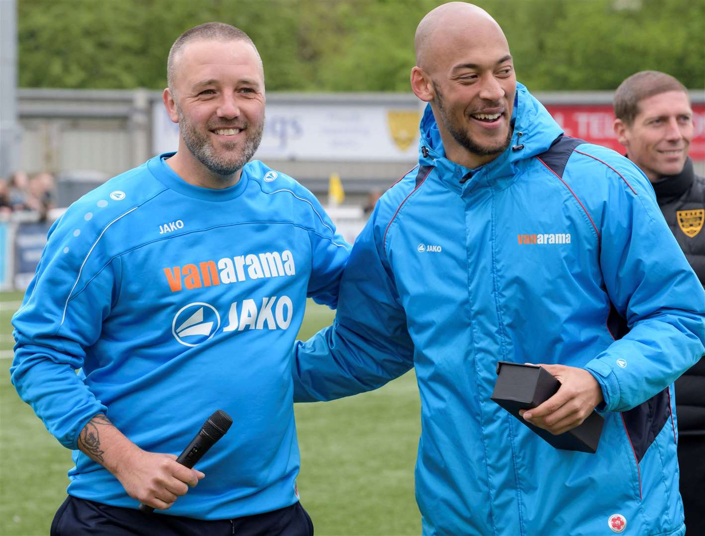 Manager Jay Saunders, left, with Alex Finney during their Maidstone days together. Picture: Andy Payton