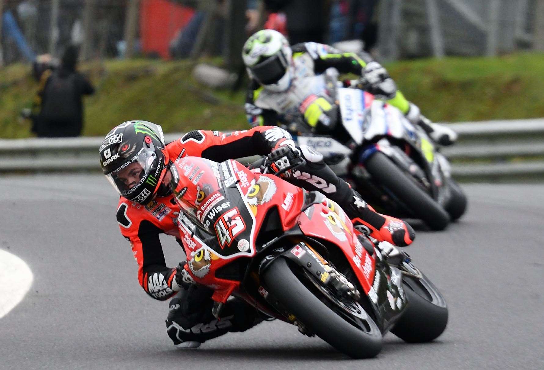 Scott Redding (45) on his way to championship success at Brands Hatch on Sunday. Picture: Simon Hildrew