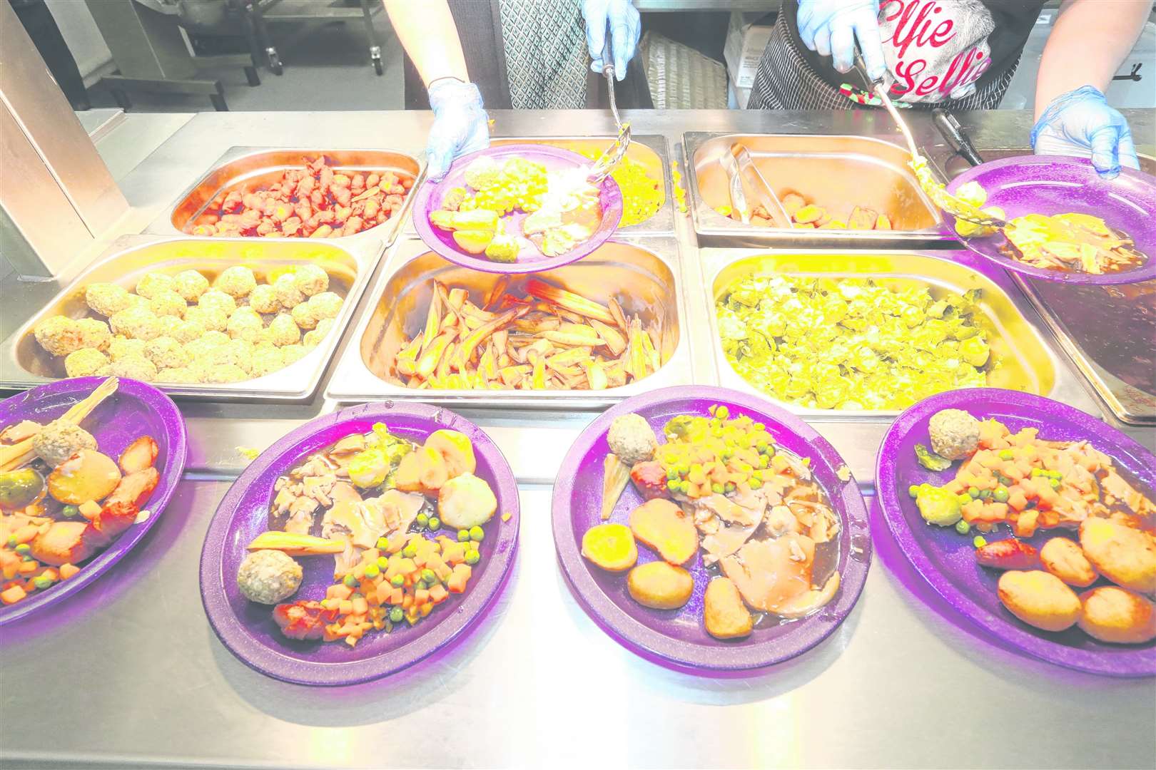 Anyone for a school dinner? Pink custard, jam roly poly and chips were said to be among the most popular menu items