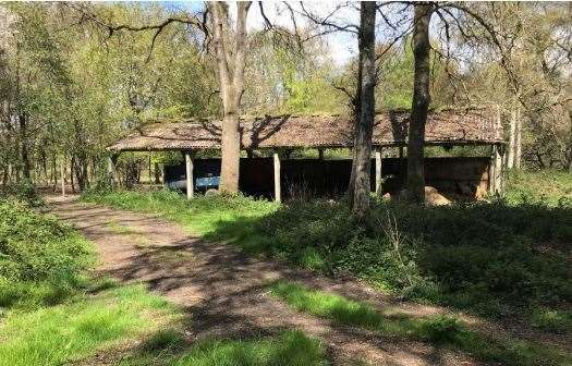 The existing barn marked for demolition