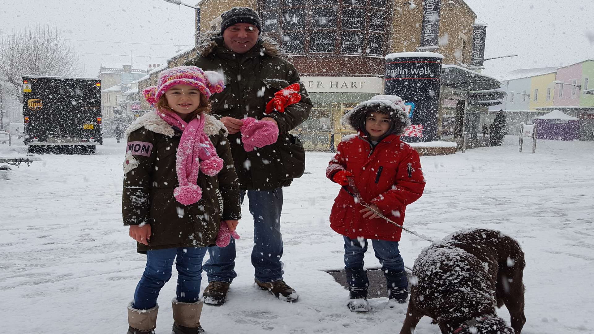 Mark Smith with children Maddy and Max, and their dog Caddy