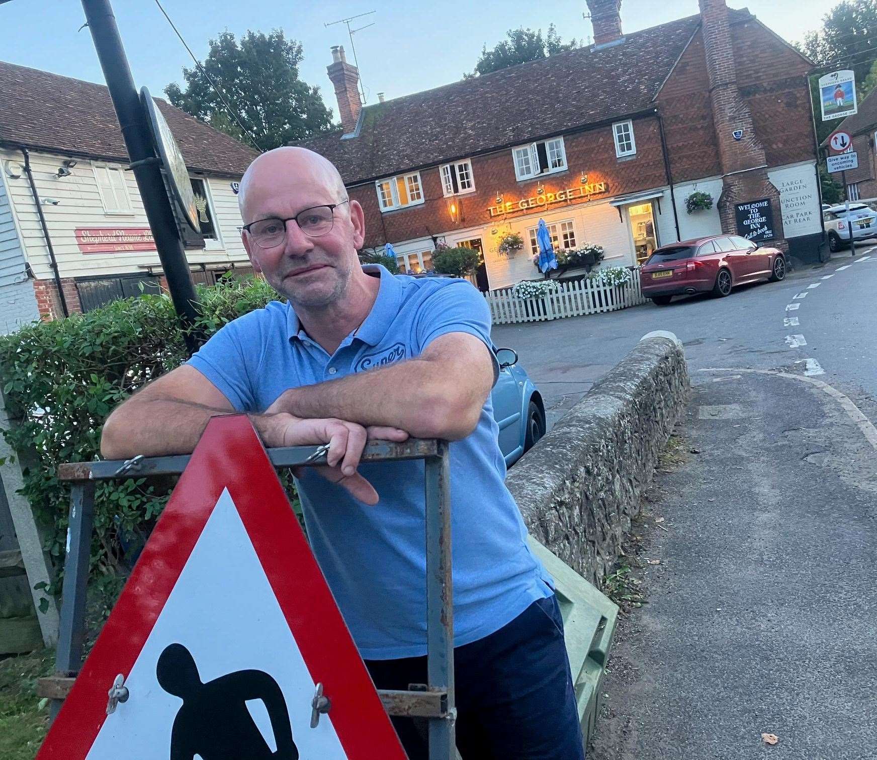 Landlord Jason Tharp outside the George Inn in Leeds