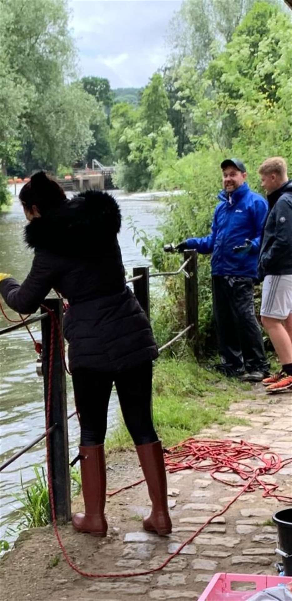 The family were trying out magnet fishing for the first time