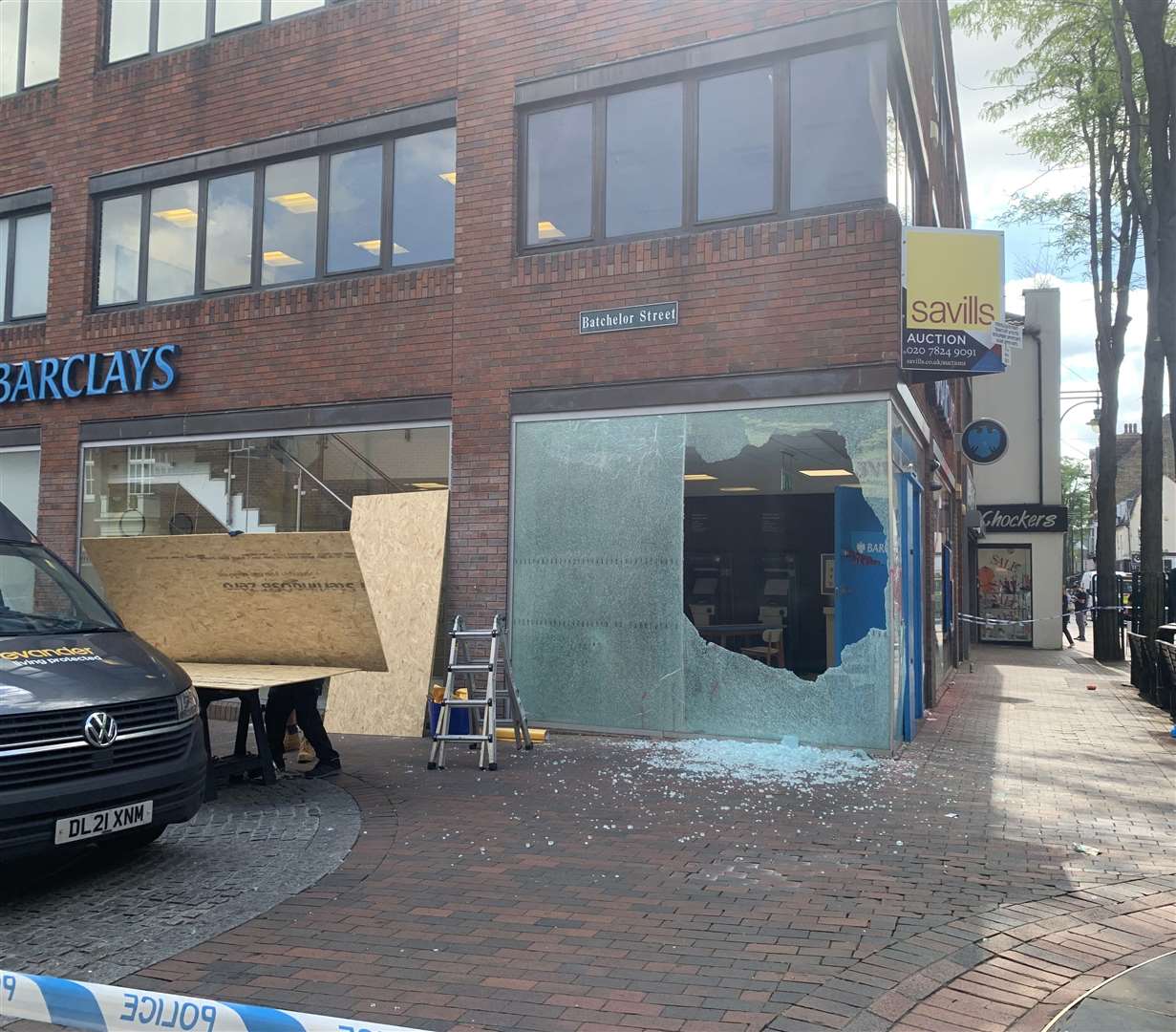 Barclays in Chatham High Street had its windows smashed