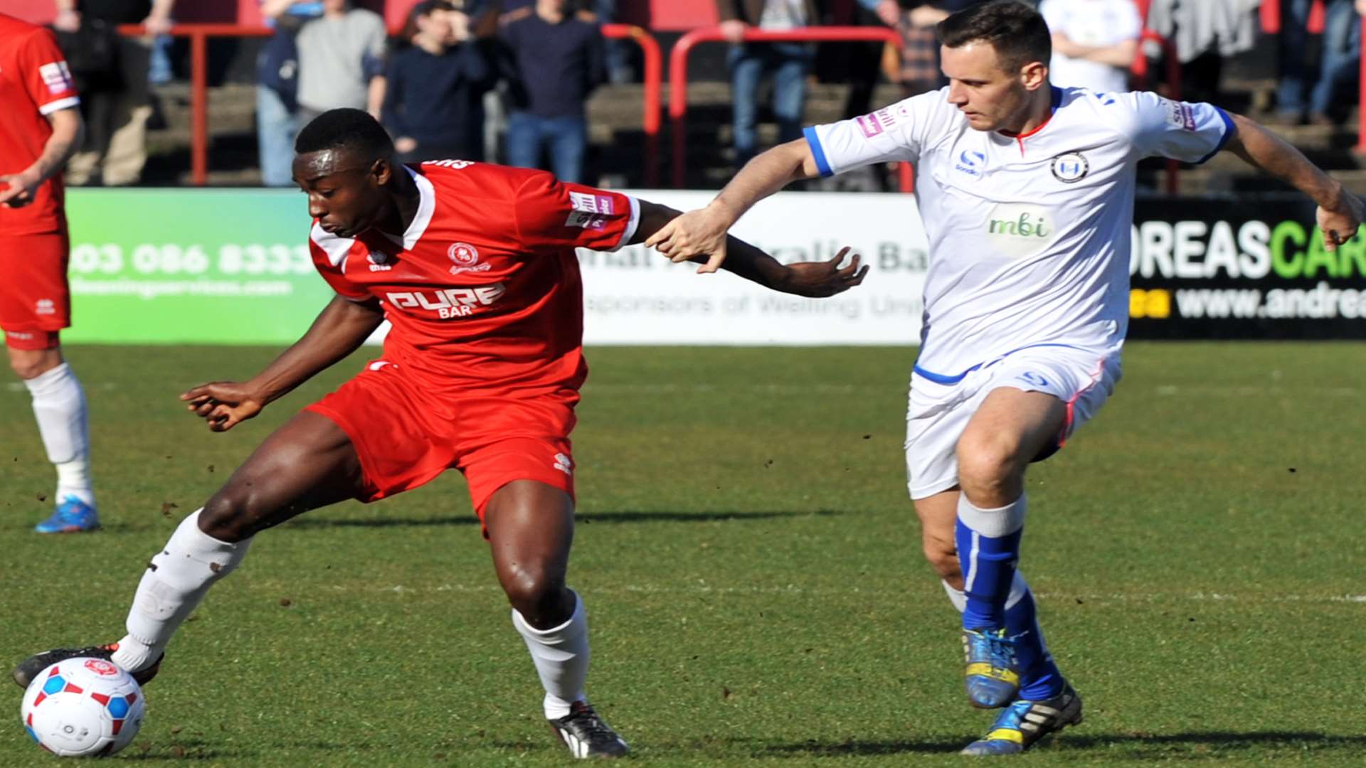 Tobi Sho-Silva in action against FC Halifax. Picture: David Brown