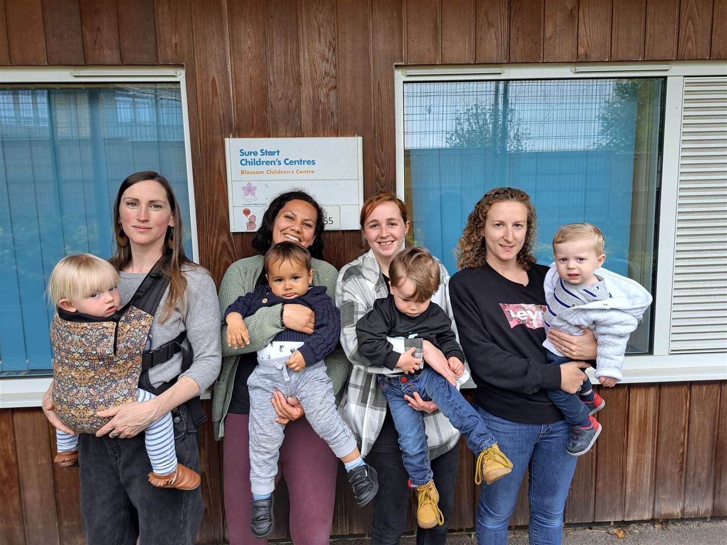 Mums Laura Symonds-Howard, Heidi Taylor, Jasmine King and Michaela Barnes outside Blossom Children's Centre in Deal