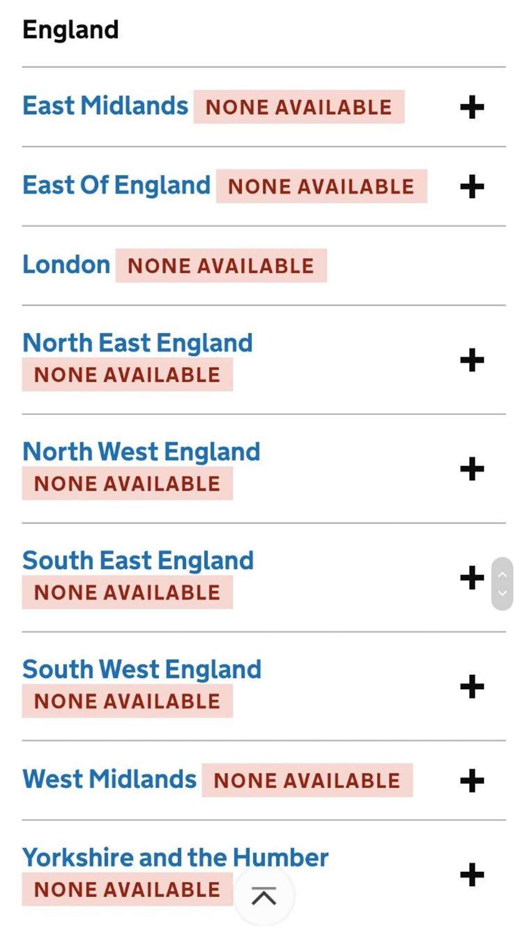 People trying to book home testing kits have been met with alerts saying there is 'no availability' across the country this morning