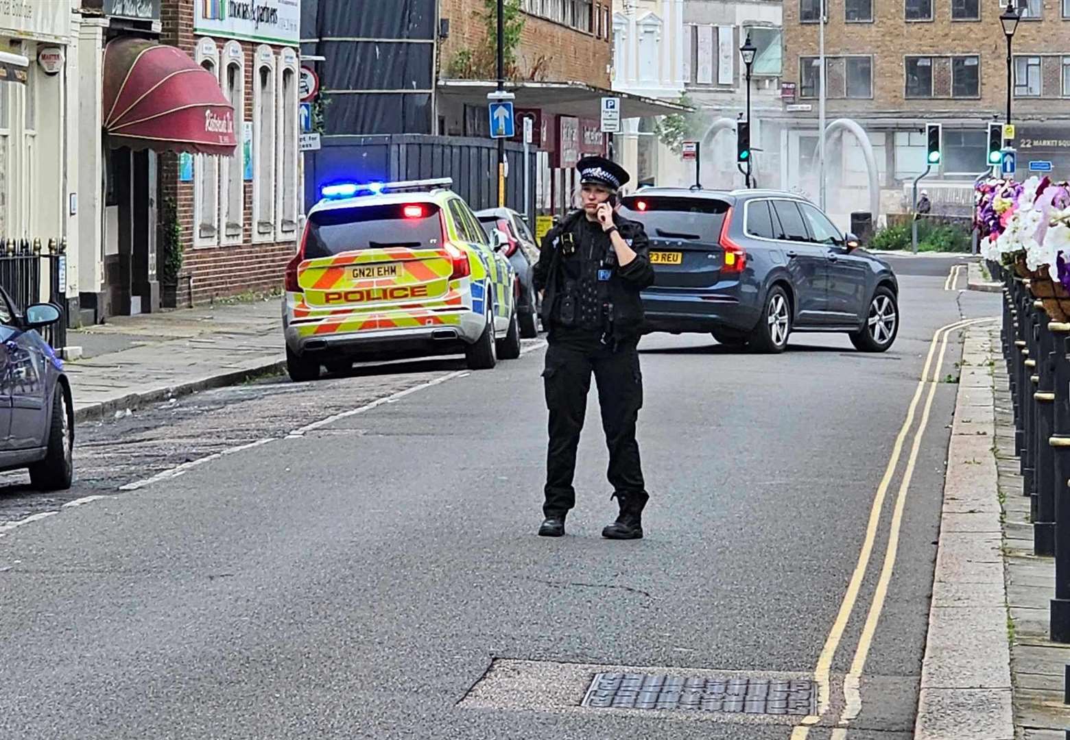 Armed police have been spotted at Stembrook Court in Dover town centre. Picture: Dan Desborough