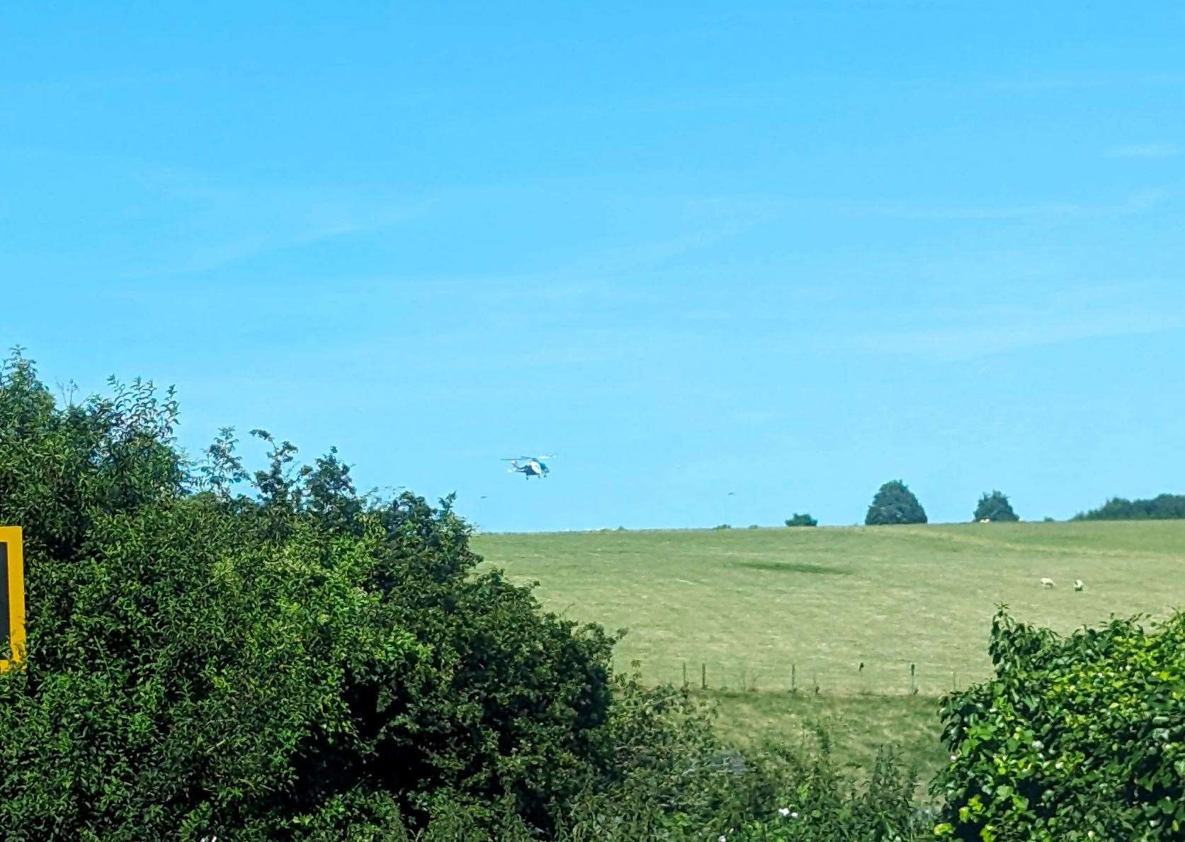 An Air ambulance was spotted landing near where the crash was reported on the A2 Jubilee Way, near Dover