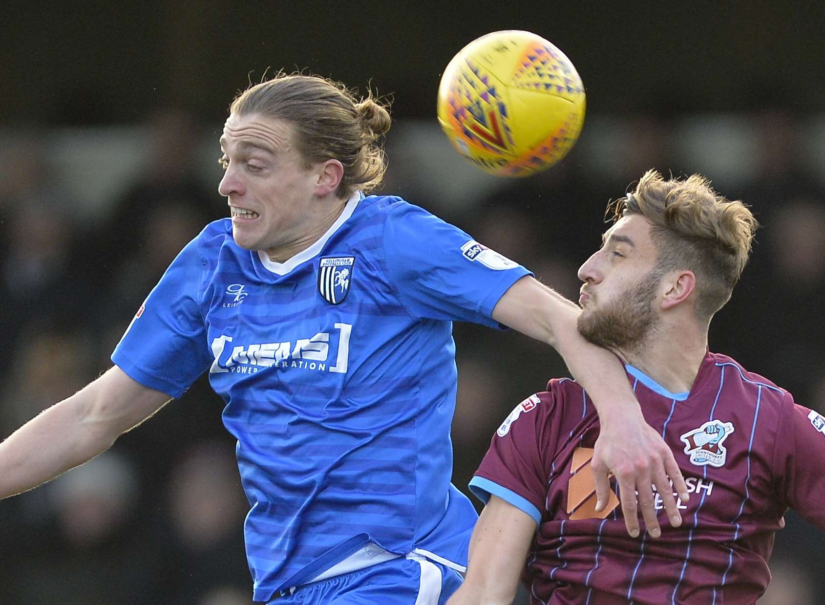 Tom Eaves leaps into action at Scunthorpe on Saturday Picture: Ady Kerry