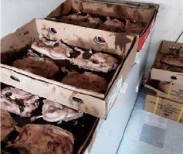 Inspectors found cardboard boxes full of cooked duck at The Golden Wye Chinese takeaway, near Ashford