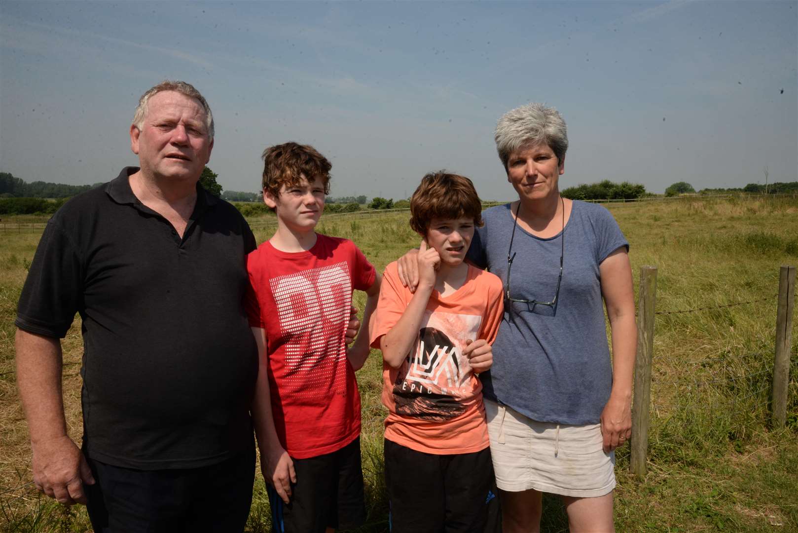 Mark and Annie Montague and their twins Jacob and Samuel, 13 at their home in Graveney