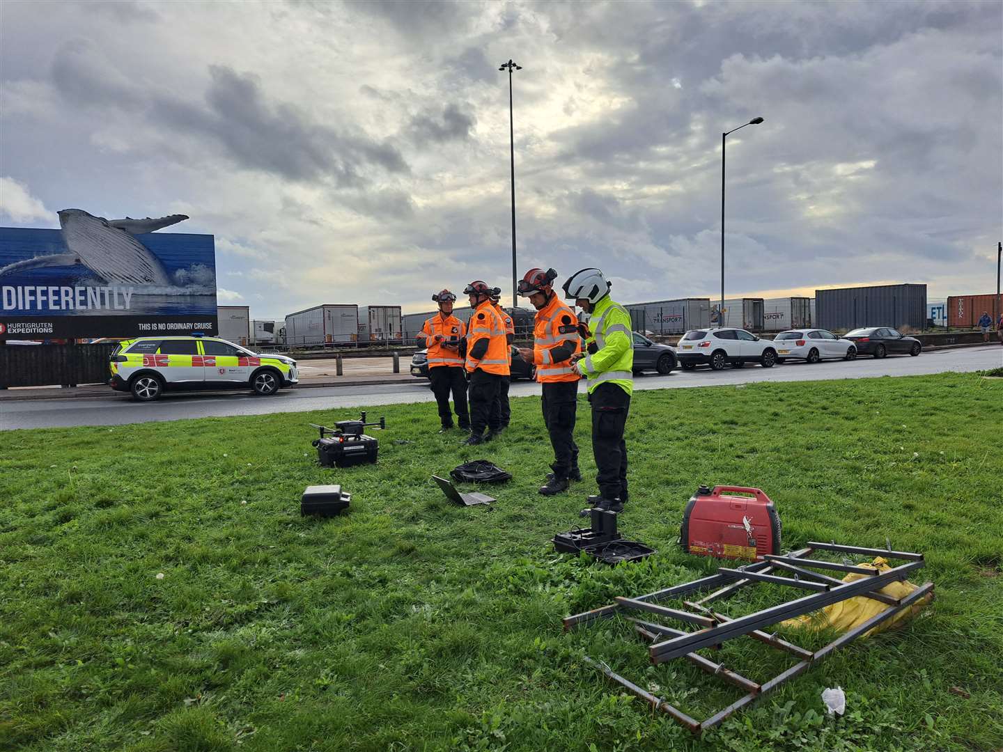 Emergency services in Dover following the petrol bomb attack. Picture: Sam Lennon