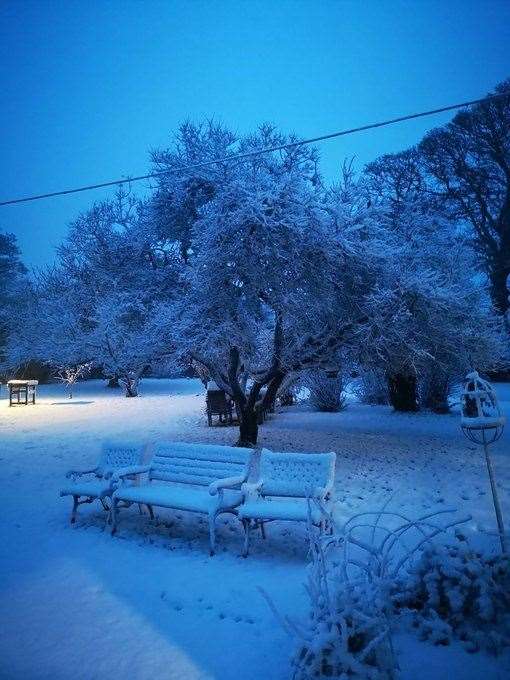 Snow in Hastingleigh on the North Downs near Ashford. Picture: @SimonCourtenay/Twitter